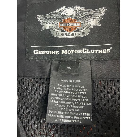 Harley Davidson Jacket Mens XL Black Orange Flame Logo Zip Up Motorcycle - Picture 2 of 8
